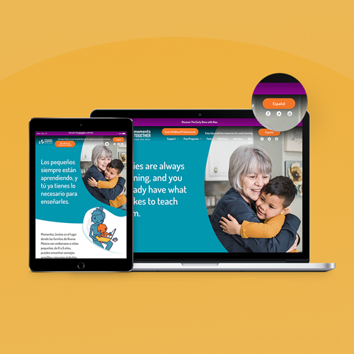 Laptop and tablet mockup of Moments Together home page website